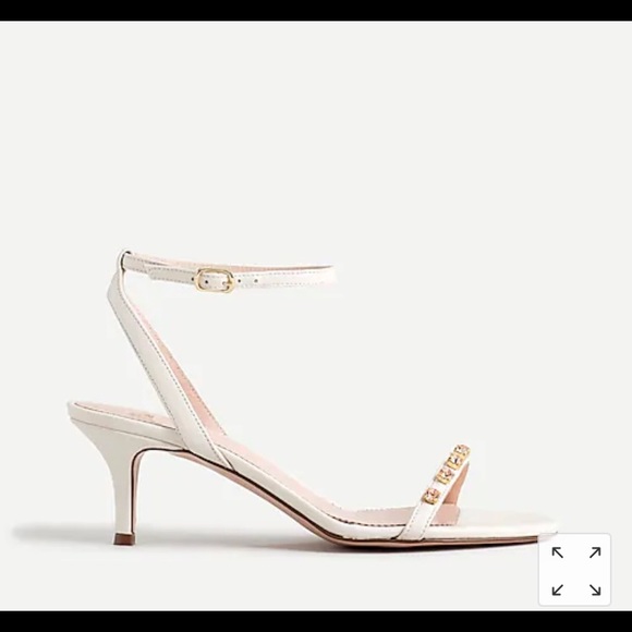 J Crew Italian Leather Crystal Ivory Heel Sandals - Picture 5 of 11